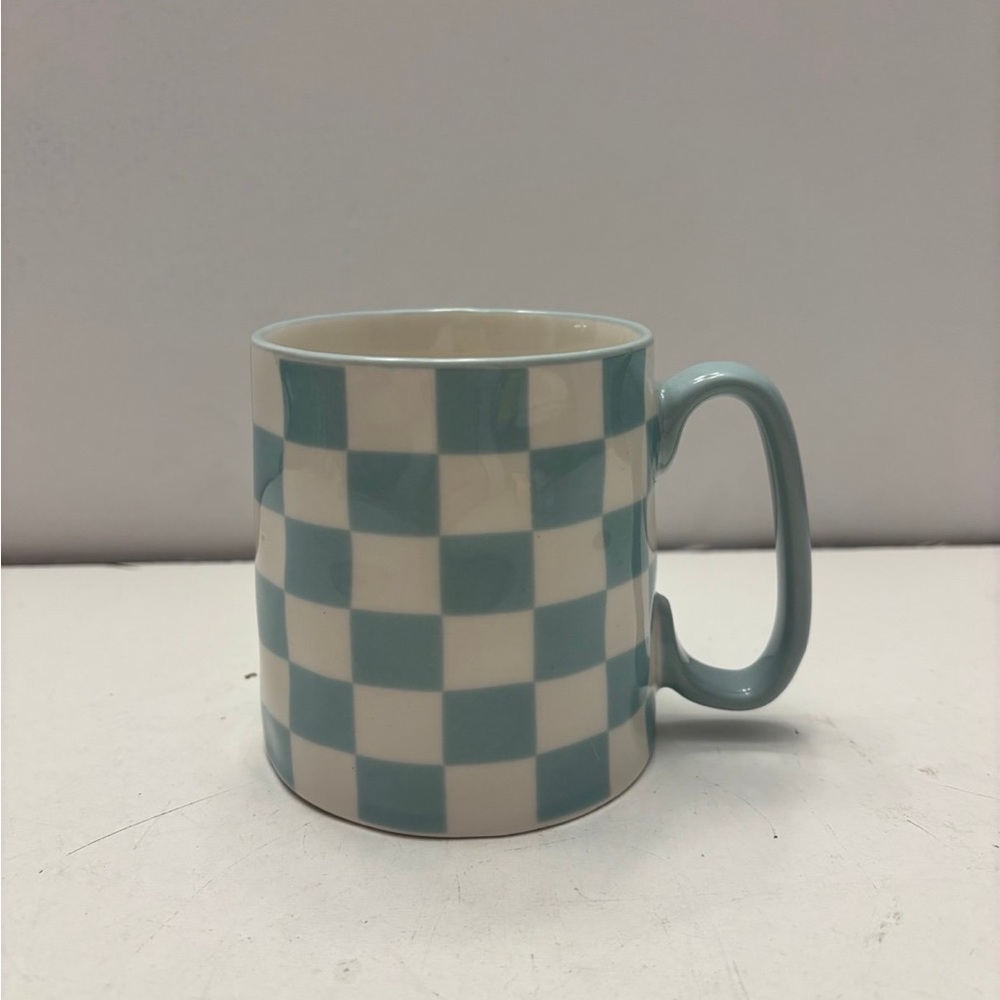 Checkered Blue and White Mug
